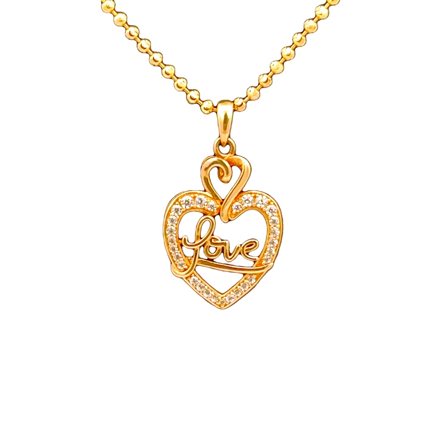 14K Love & CZ Pendant