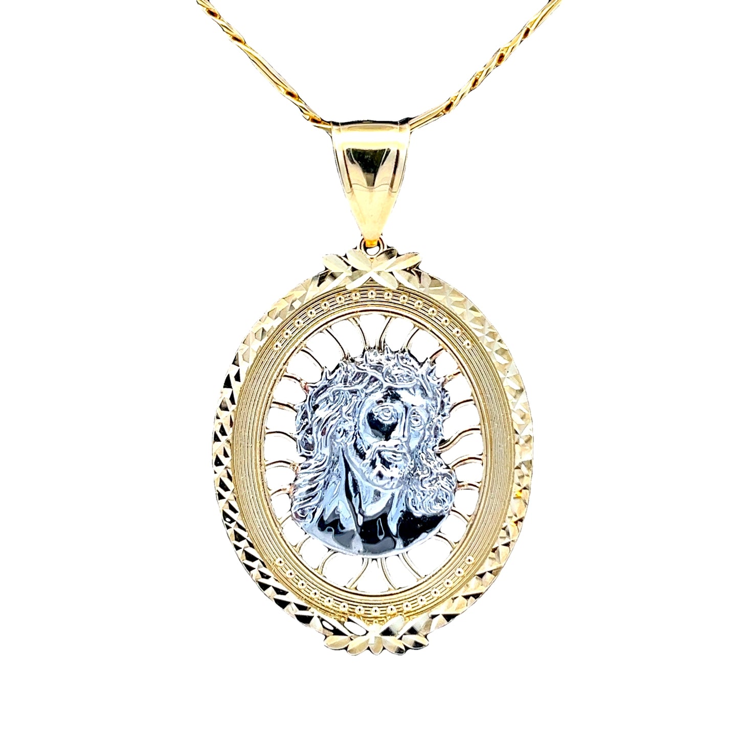 14K Yellow & White Jesus Pendant