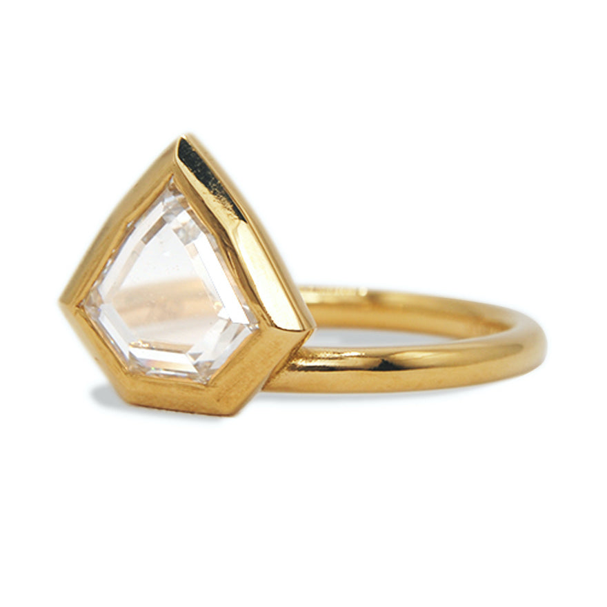 Rose Cut Shield Diamond Ring