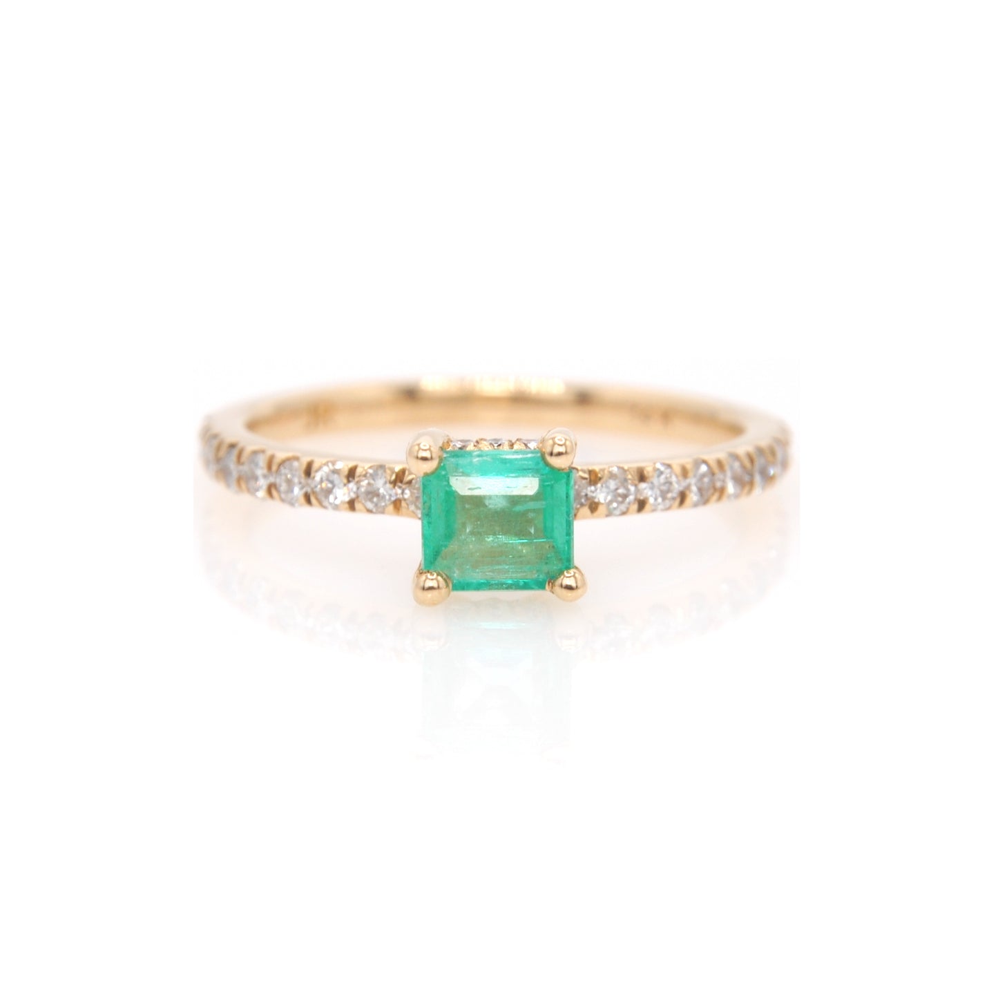 Asscher Cut Emerald & Diamond Ring