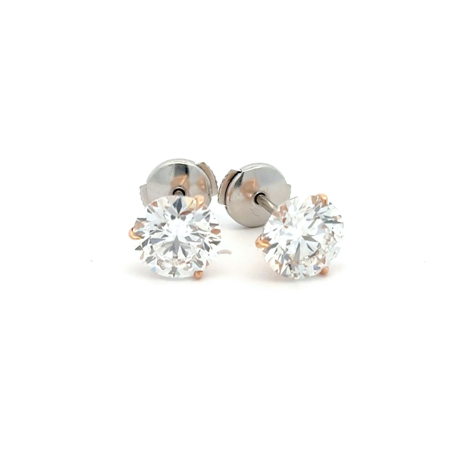 18K Rose Gold & Platinum Martini Diamond Studs