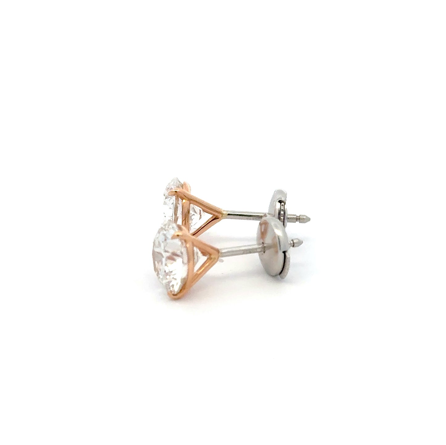 18K Rose Gold & Platinum Martini Diamond Studs