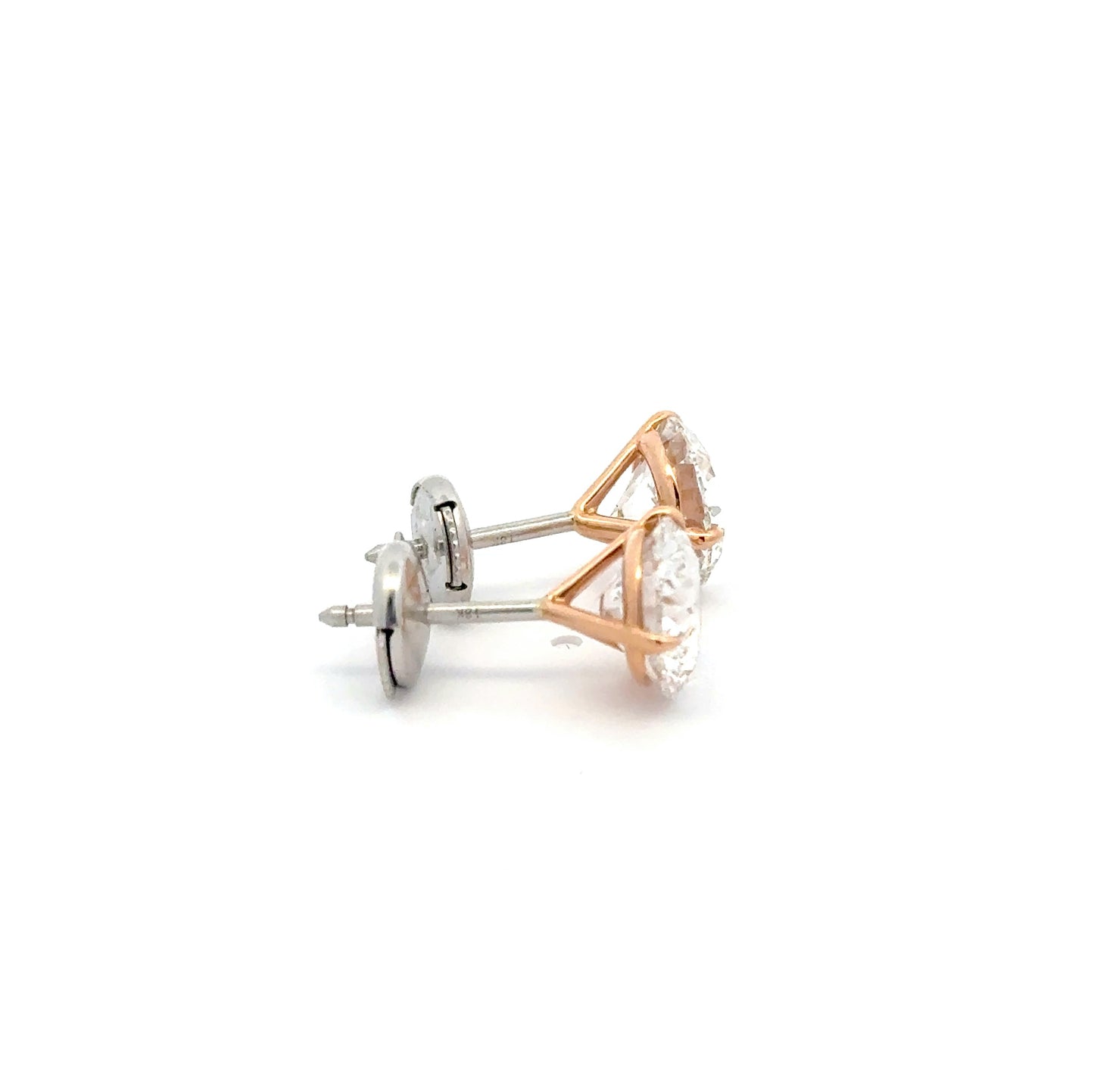 18K Rose Gold & Platinum Martini Diamond Studs