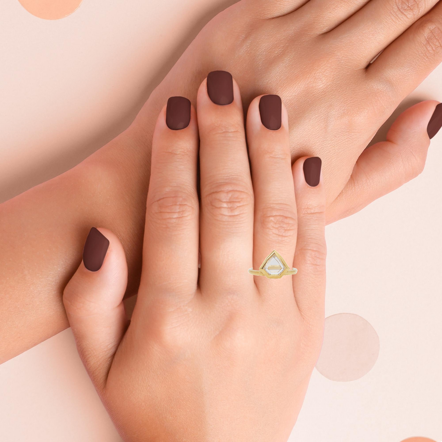 Rose Cut Shield Diamond Ring