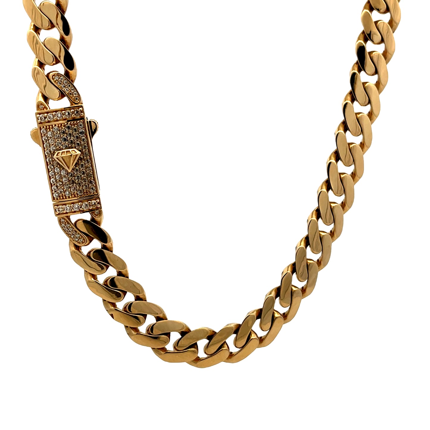 14K Monaco CZ Box Clasp Chain