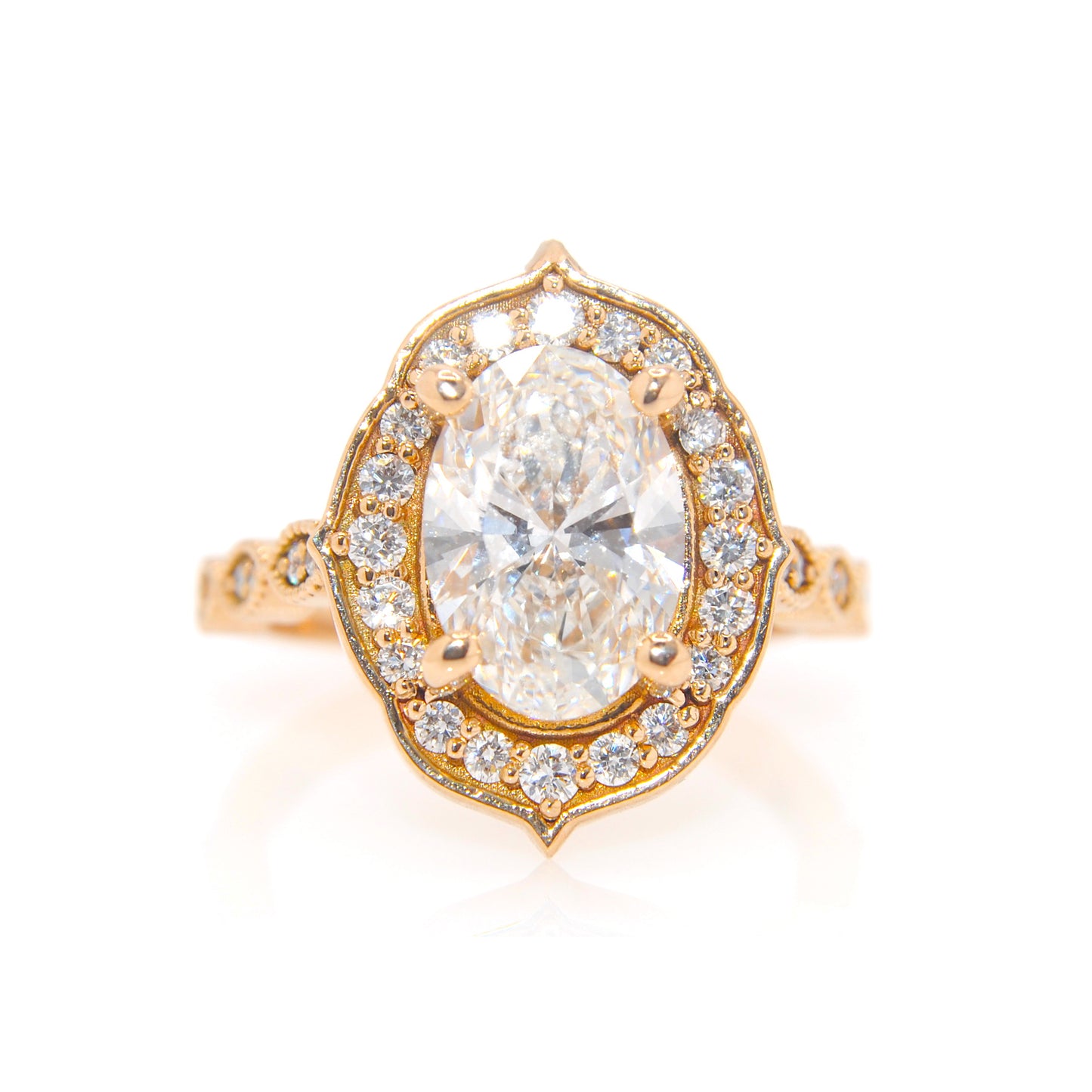 14K Vintage Oval Diamond Engagement Ring