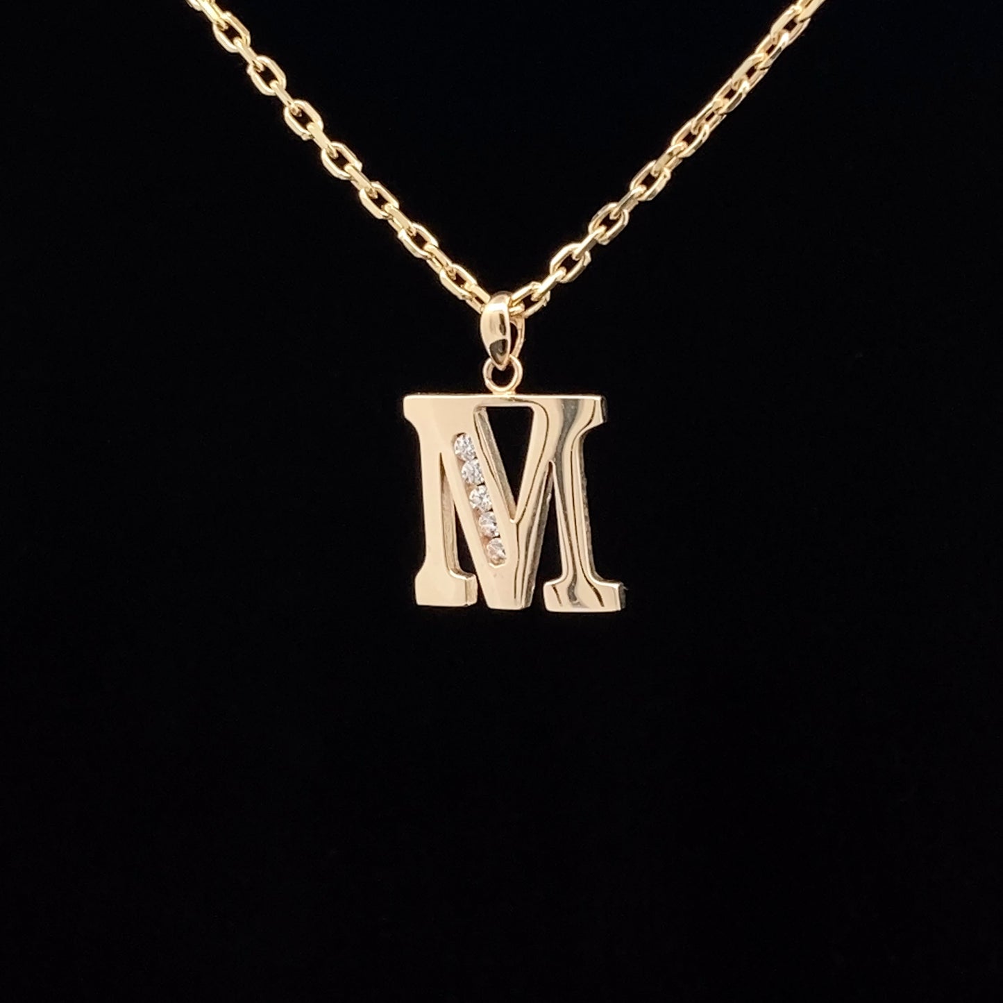 14K Letter M Pendant