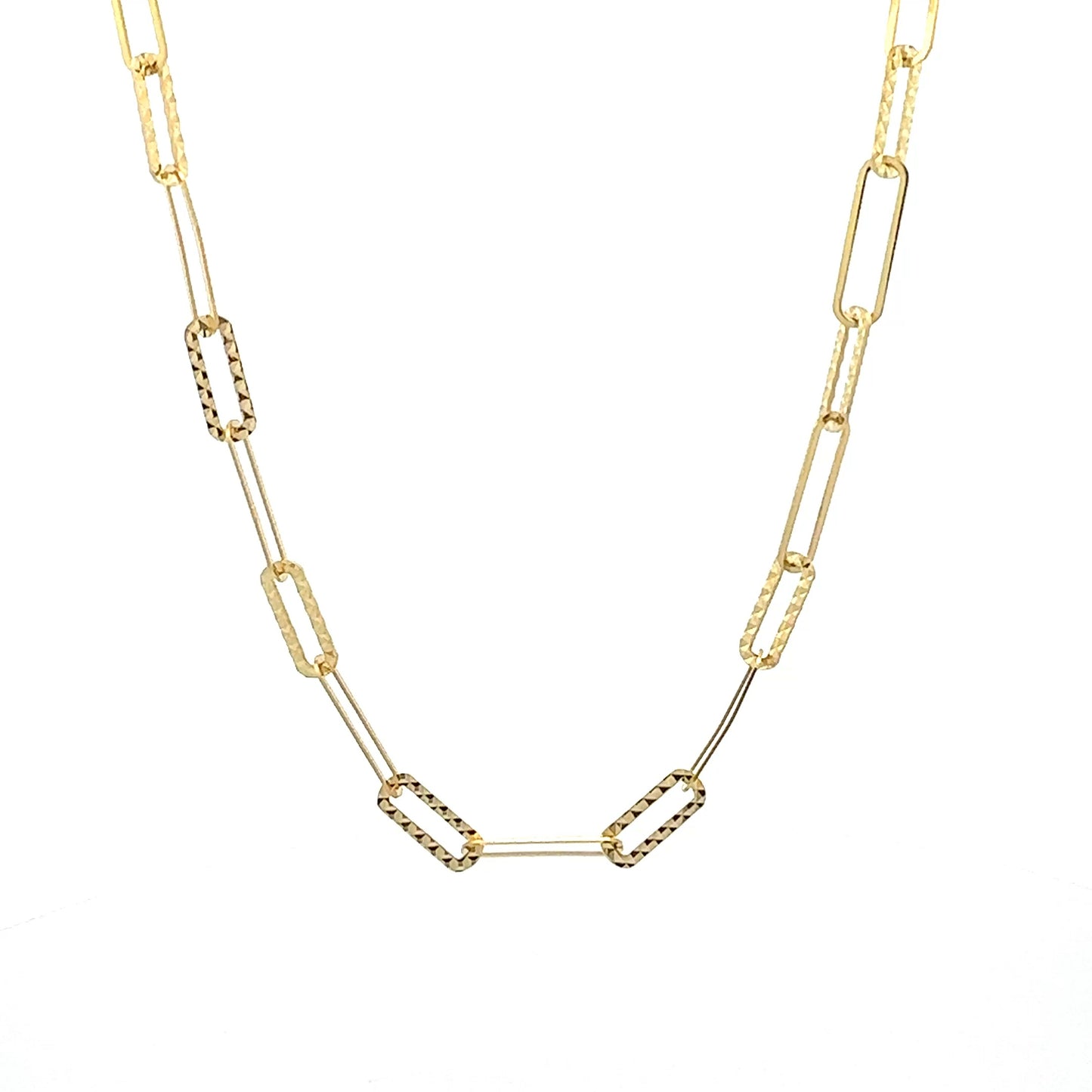 Elegant Gold Paper Clip Link Necklace