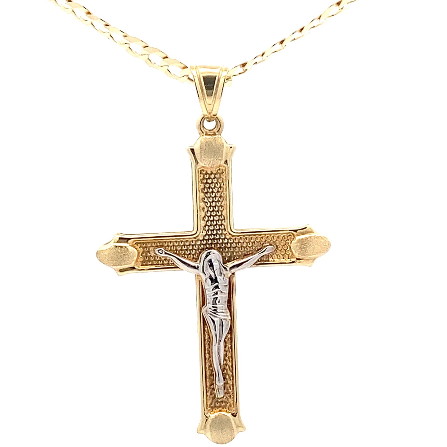 14K White & Yellow Cross Pendant