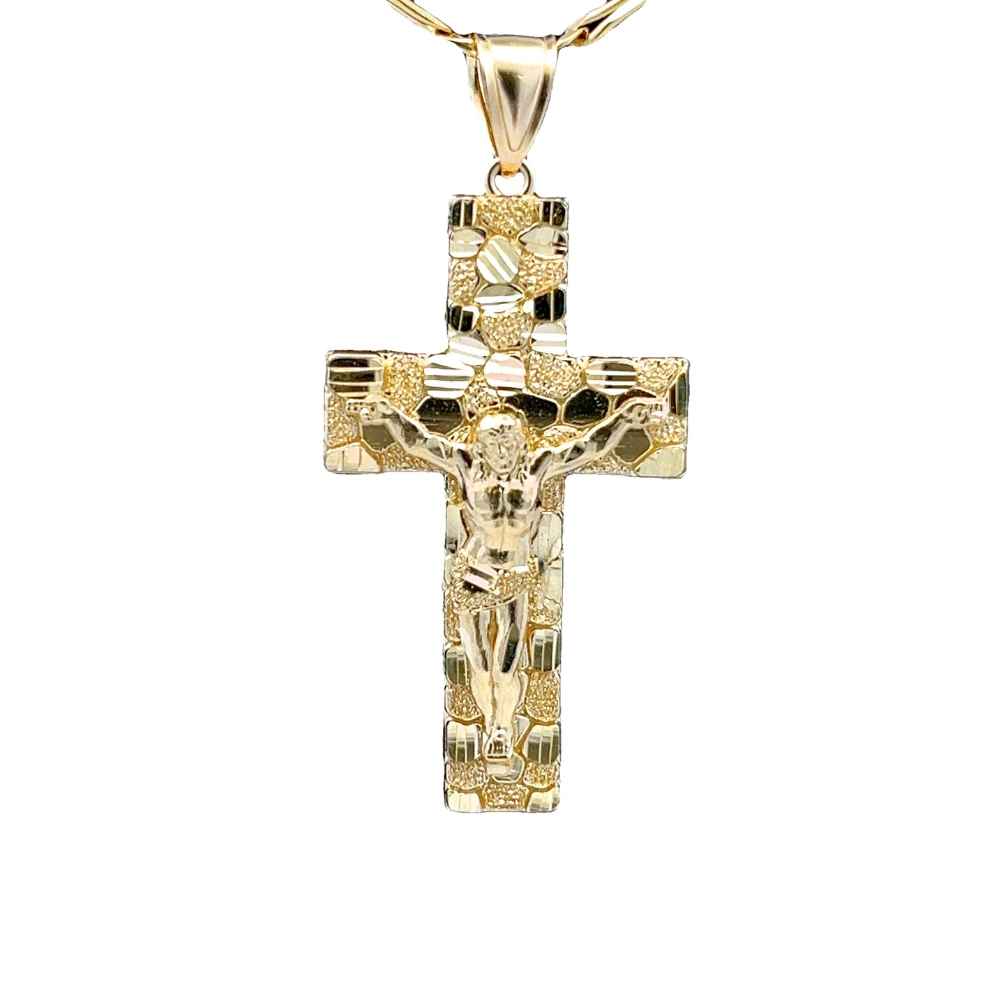 14K White & Yellow Jesus Cross Pendant