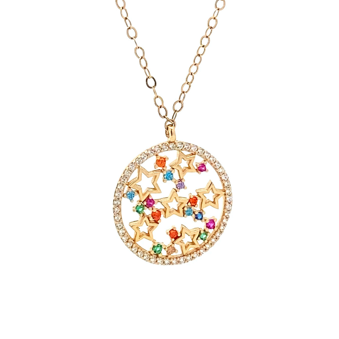 14K Colorful Star Pendant