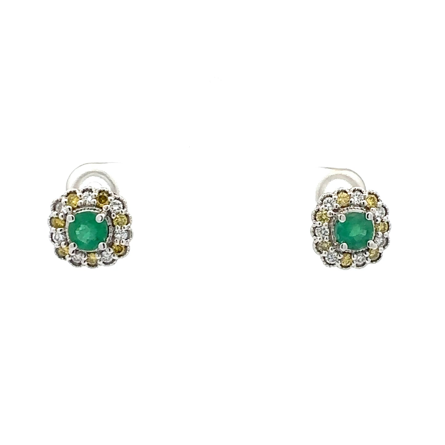14K Emerald & Diamond Earrings