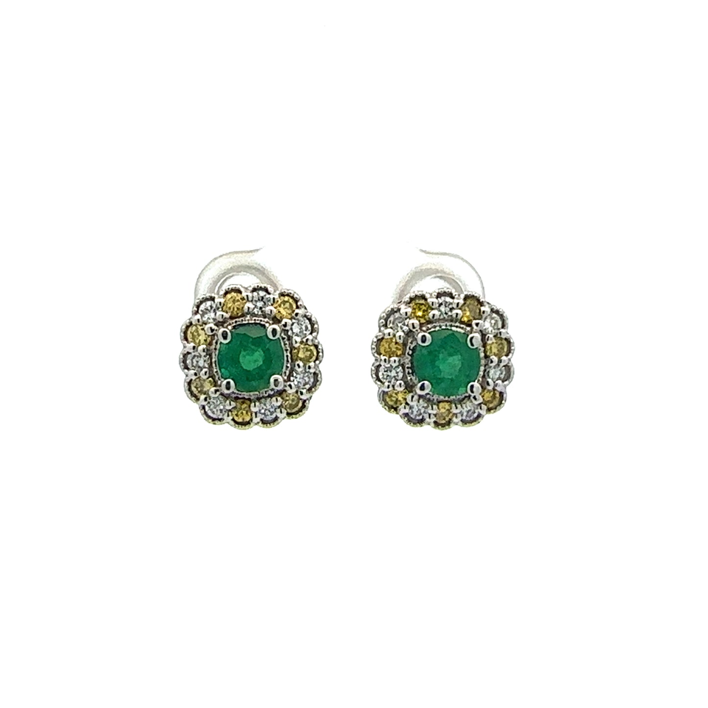 14K Emerald & Diamond Earrings