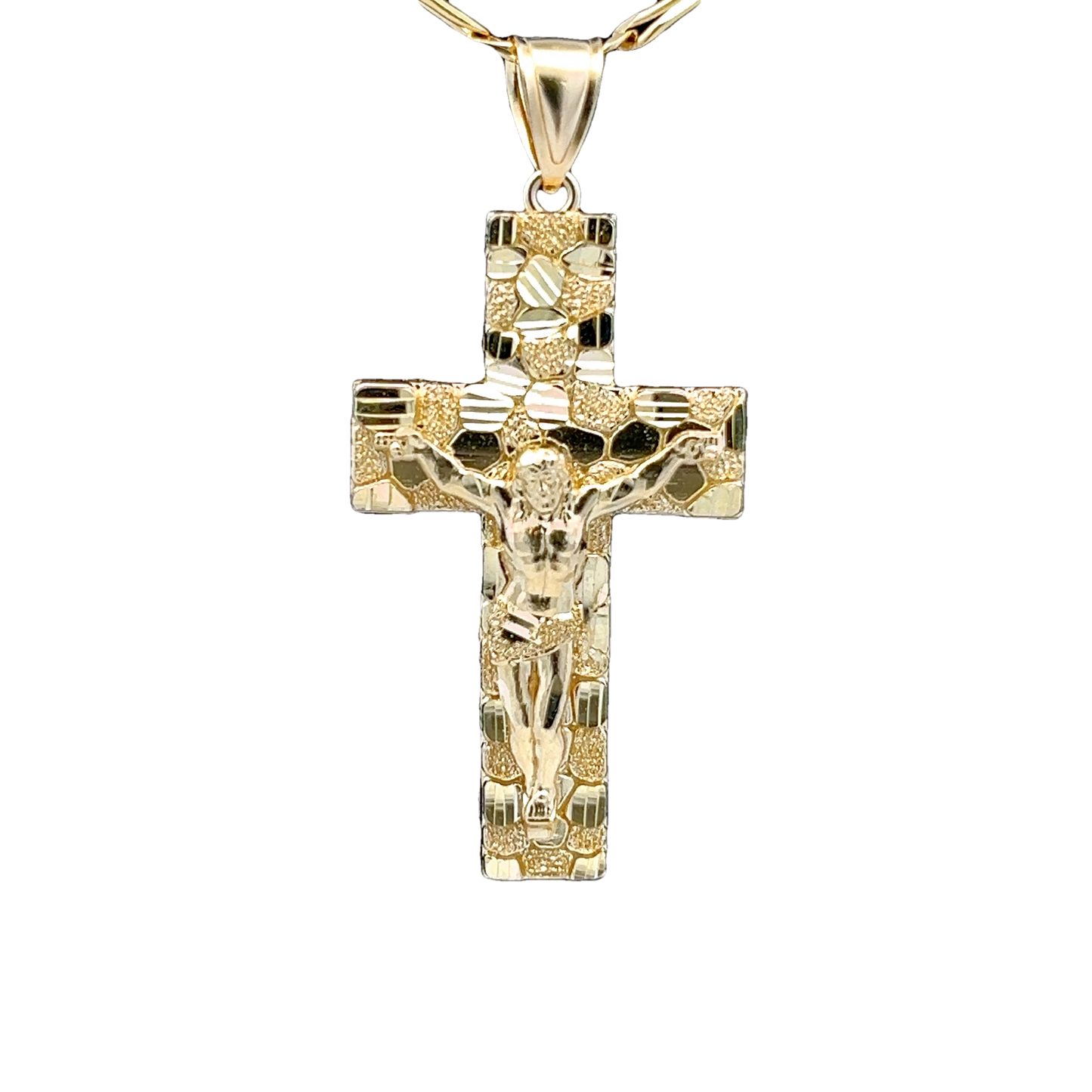 14K White & Yellow Jesus Cross Pendant