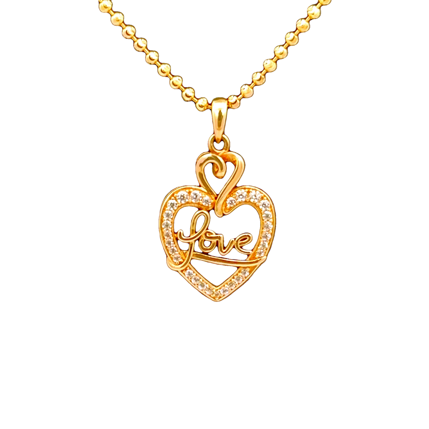 14K Love & CZ Pendant