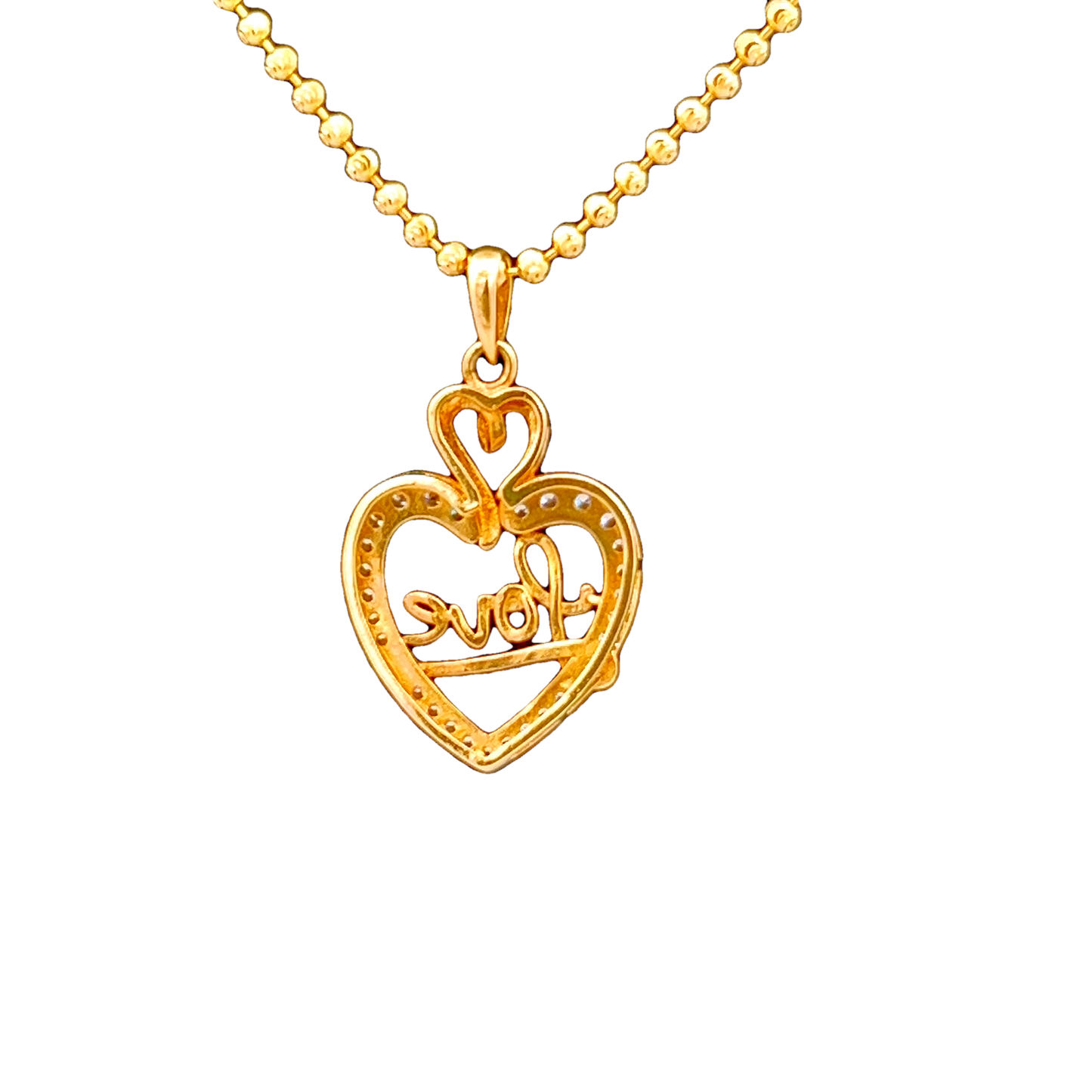 14K Love & CZ Pendant