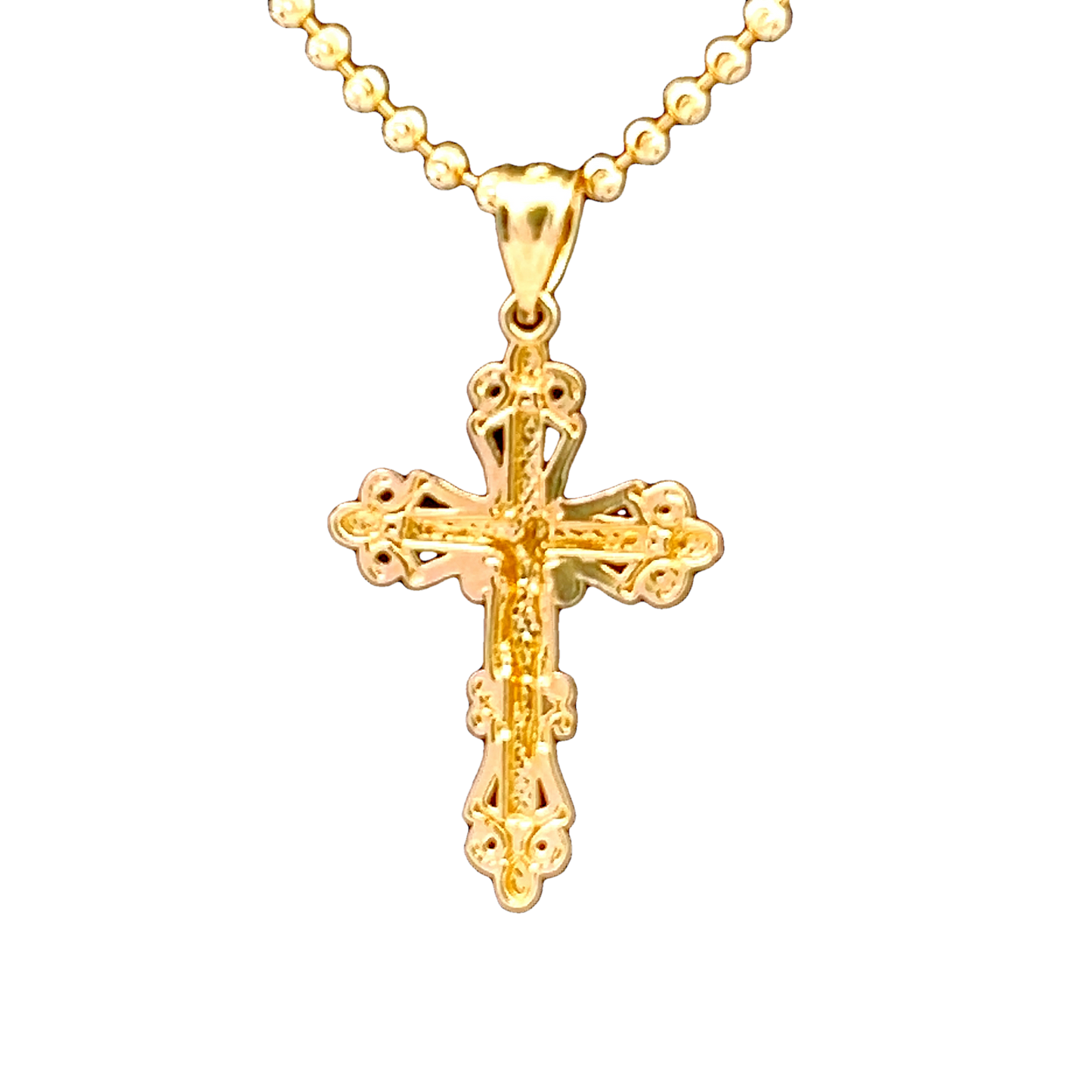 14K Yellow & White Jesus Cross Pendant