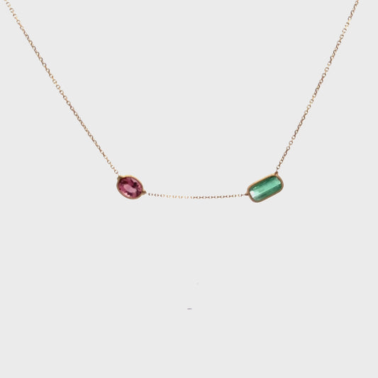 14K Tourmaline Stationed Necklace