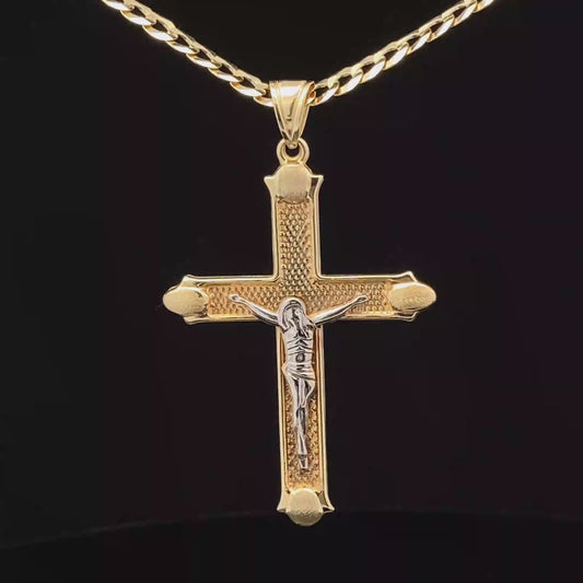 14K White & Yellow Cross Pendant