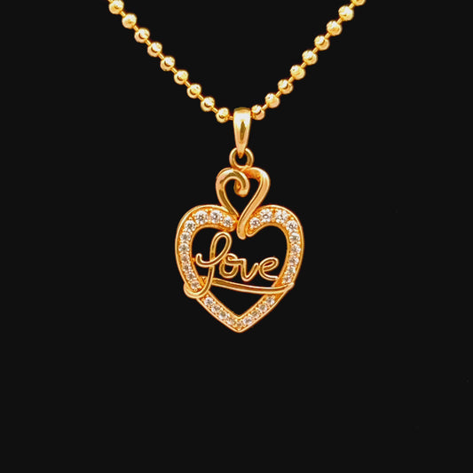 14K Love & CZ Pendant