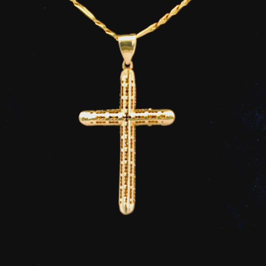 14K Textured Cross Pendant